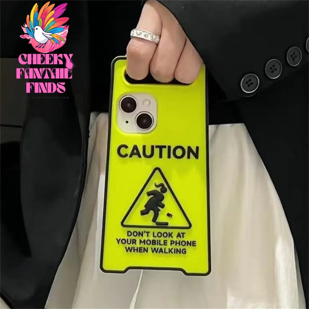 Glow-In-The-Dark Creative Funny Warning Sign Phone Case For iPhone16 15 13 14 12 11ProMax Lovely Street Fashion Soft Back Cover Cheeky Fantail Finds