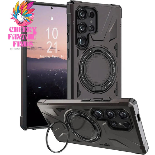 Gray For Samsung Galaxy S23 S23+ S23 Plus S23 Ultra S23 FE 5G Phone Case Shockproof Magnetic Heavy Duty Ring Kickstand Cover Cheeky Fantail Finds