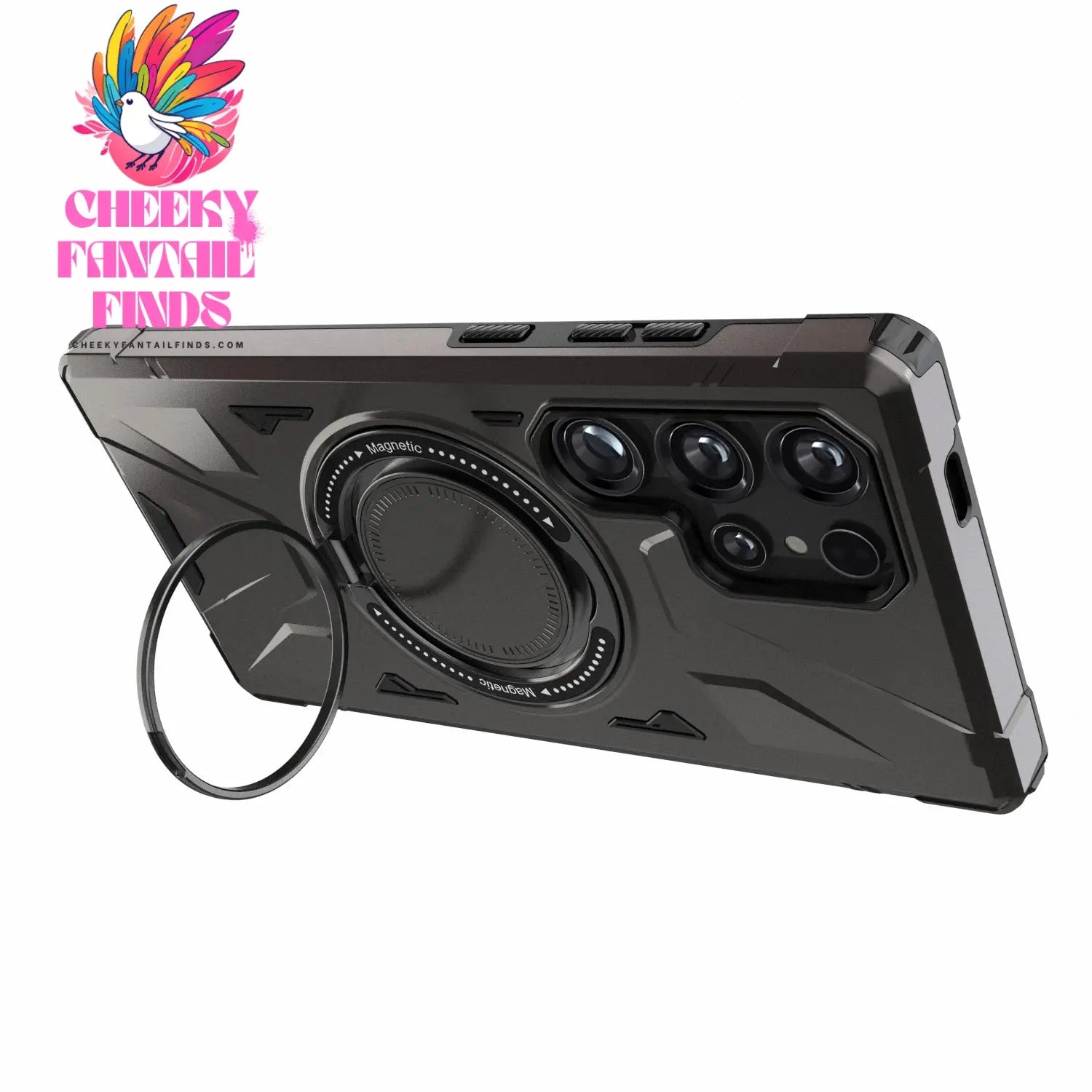 Gray For Samsung Galaxy S23 S23+ S23 Plus S23 Ultra S23 FE 5G Phone Case Shockproof Magnetic Heavy Duty Ring Kickstand Cover Cheeky Fantail Finds