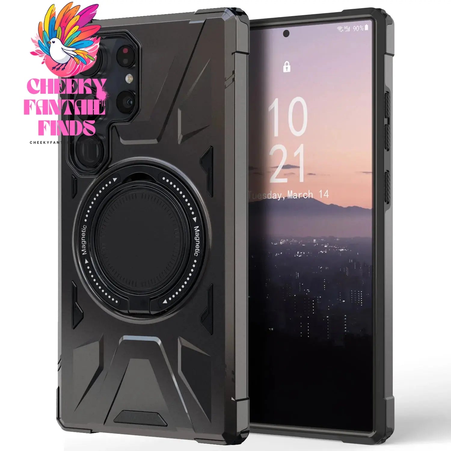 Gray For Samsung Galaxy S23 S23+ S23 Plus S23 Ultra S23 FE 5G Phone Case Shockproof Magnetic Heavy Duty Ring Kickstand Cover Cheeky Fantail Finds