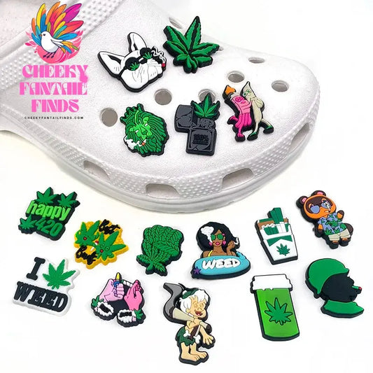 Green Leaf Shoe Charms for Clogs Sandals Decoration Shoe Accessories Charms for Friends Gifts Cheeky Fantail Finds