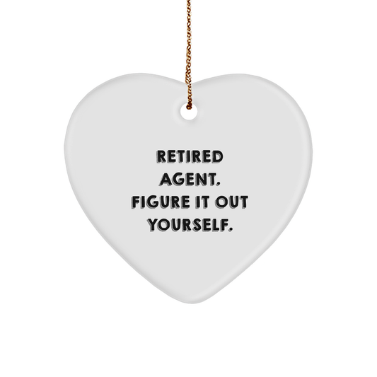 Agent Heart Ornament, Figuring It Out Yourself, White Heart Shaped Ornament for Agent Lovers, Christmas Unique Gift from Friends and Family - Image 1