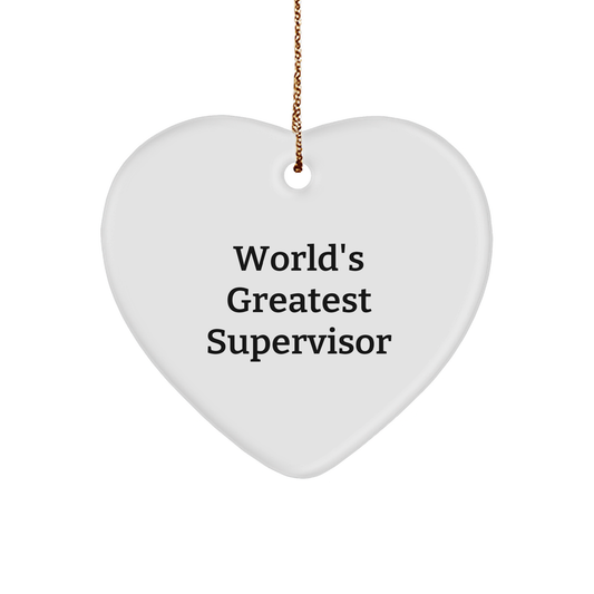 World's Greatest Supervisor Heart Ornament, Funny Quote Gifts from Men to Supervisor, Christmas Unique Gifts for Supervisor, Heart Shaped Symbol of Appreciation - Image 1