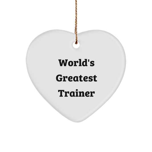 World's Greatest Trainer Heart Ornament, Funny Trainer Gifts from Friends, Christmas Unique Trainer Heart Ornaments for Men - Image 1