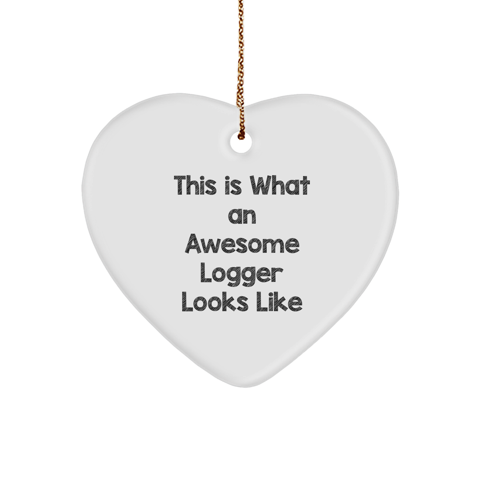 Funny Logger Gifts, This Is What An Awesome Logger Looks Like, Heart Ornament for Christmas, Gifts from Friends to Family - Image 1
