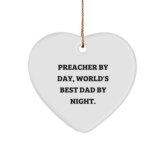 Preacher By Day, Heart Ornament For Men, Preacher Gifts, Christmas Unique Gifts From Men, Preacher Heart Ornament for Dad - Image 1