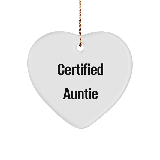 Certified Auntie Funny Heart Ornament Gifts for Aunties on Christmas, Unique Auntie Present Ideas from Loved Ones - Image 1