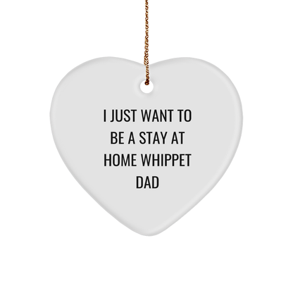 Funny Whippet Dog Dad Gifts from Men to Whippet Dog Lovers at Christmas - Heart Ornament - Image 1