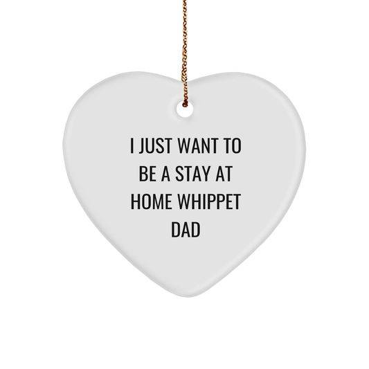 Funny Whippet Dog Dad Gifts from Men to Whippet Dog Lovers at Christmas - Heart Ornament - Image 1