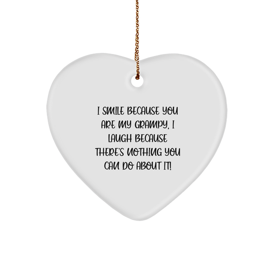 Funny Grampy Heart Ornament Gifts for Grandpas, I Smile Because You Are My Grampy, Gifts from Family to Grampy, Christmas Unique Presents - Image 1