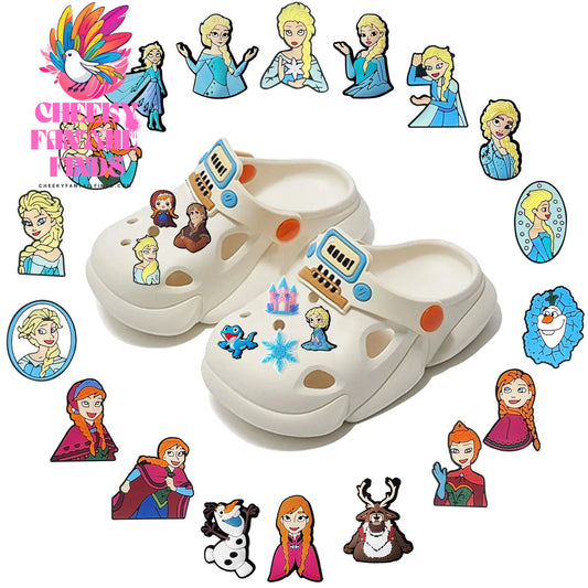 HOT Sale 1pcs Frozen Movie Cartoon series Shoe Charms Accessories Decorations PVC Buckle for Kids Party Xmas Gifts Cheeky Fantail Finds