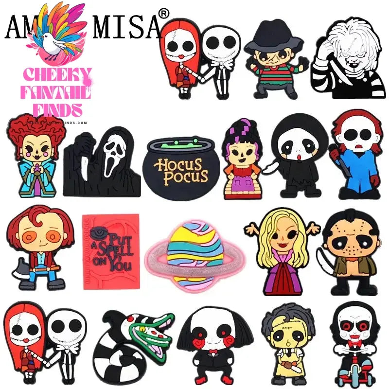 Halloween Horror Movie Style Shoe Charms PVC Grim Reaper Chainsaw Wizard Murderer Designer Clogs Accessories Decorations Cheeky Fantail Finds