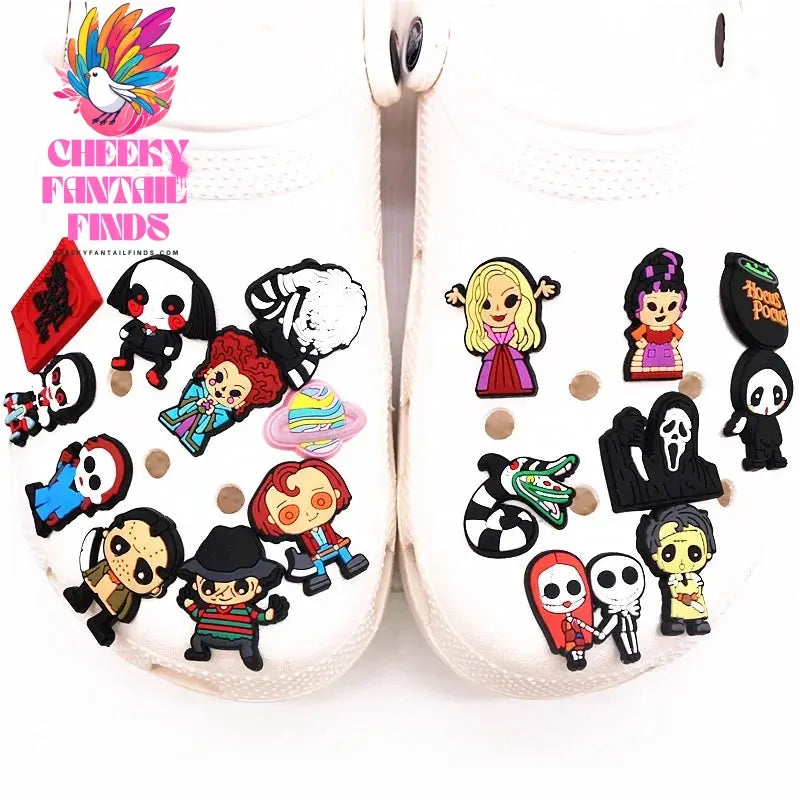 Halloween Horror Movie Style Shoe Charms PVC Grim Reaper Chainsaw Wizard Murderer Designer Clogs Accessories Decorations Cheeky Fantail Finds