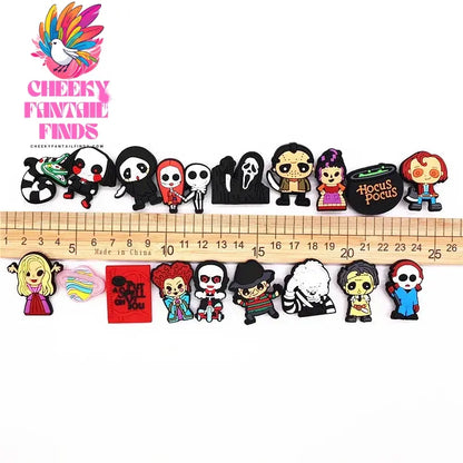 Halloween Horror Movie Style Shoe Charms PVC Grim Reaper Chainsaw Wizard Murderer Designer Clogs Accessories Decorations Cheeky Fantail Finds