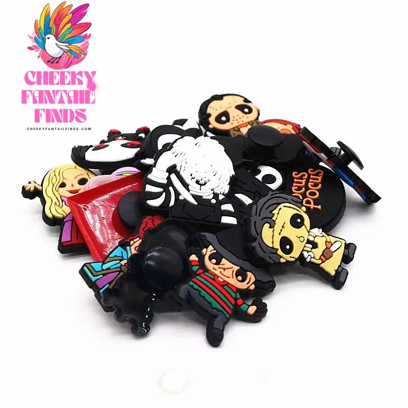 Halloween Horror Movie Style Shoe Charms PVC Grim Reaper Chainsaw Wizard Murderer Designer Clogs Accessories Decorations Cheeky Fantail Finds