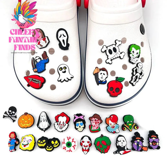 Halloween Pumpkin Ghost Shoe Charms for Clogs Sandals Decoration Shoe Accessories Charms for Friends Gifts Cheeky Fantail Finds
