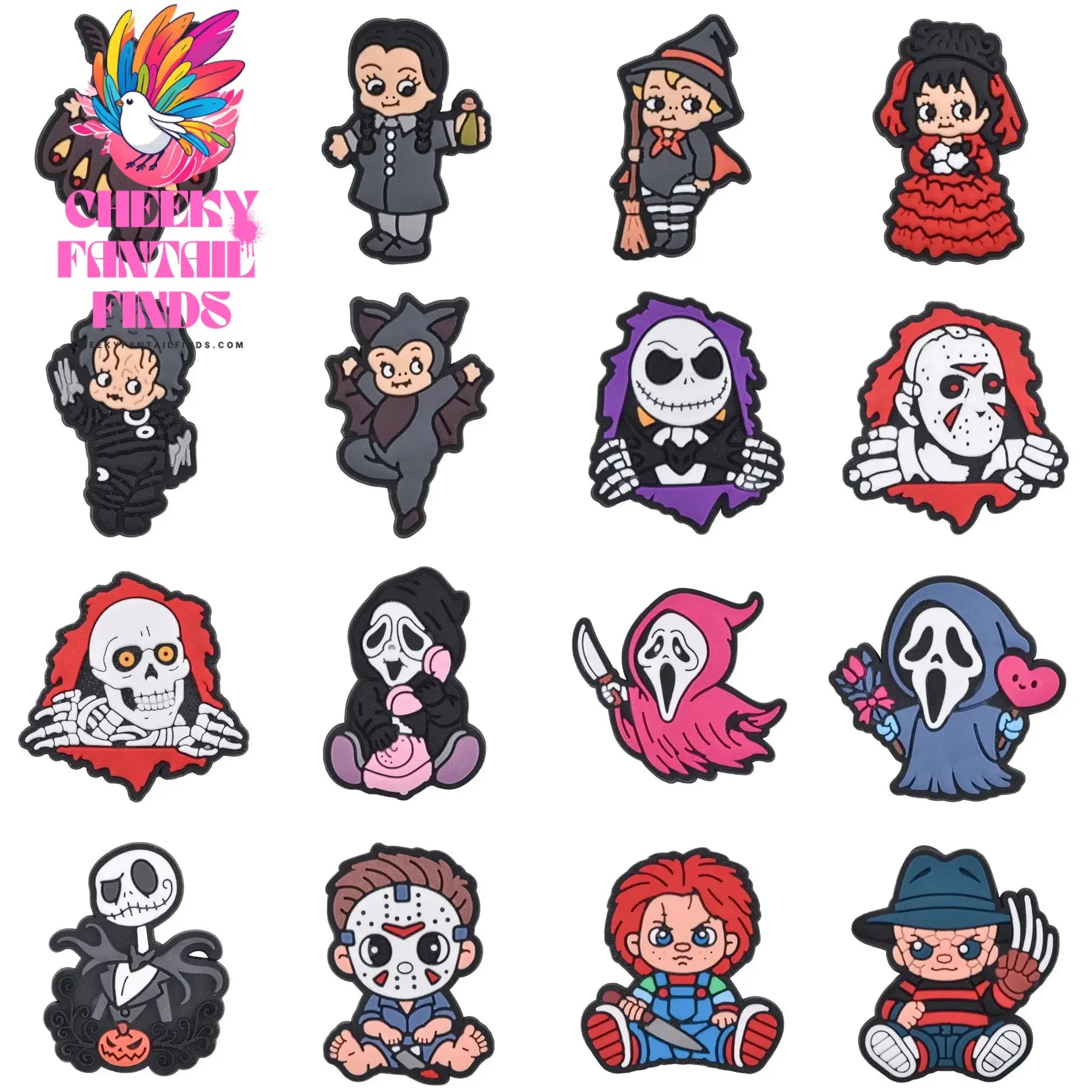 Halloween Shoe Charms Cartoon Horror Movie Character Shoe Decoration for Kids Boys Girls Clog Accessories Party Favor Cheeky Fantail Finds