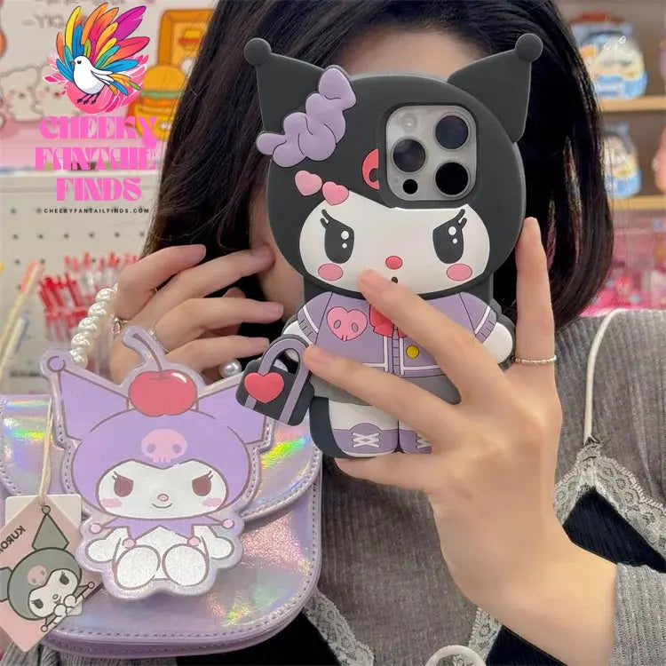 Handbag Hello Kitty Kuromi For iPhone 16 15 14 13 12 11 Pro Max Silicone Soft Cover Case Cheeky Fantail Finds