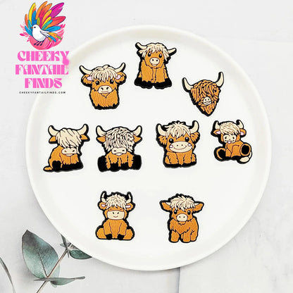 Highland Cow Shoe Charm for Cute Sandals DIY Lovely Animal Shoe Decorations Accessories Slides Sandals Clogs Kids Gifts Cheeky Fantail Finds