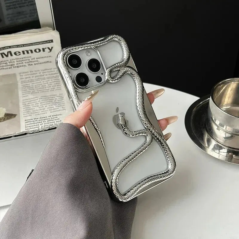 Hollow Snake Plating Phone Case For iPhone 11 12 13 14 15 16 Pro Max 16Pro 15Pro Heat Dissipation Electroplating TPU Soft Cover Cheeky Fantail Finds