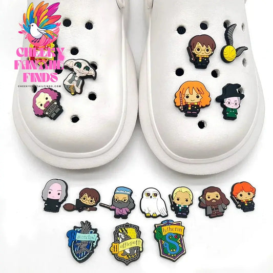 Hot 17Pcs/set Harrypotter Cartoon Kid Shoes Accessories PVC Buckle Decoration Fit for shoe Harry Potter Shoe Kid Gift Cheeky Fantail Finds