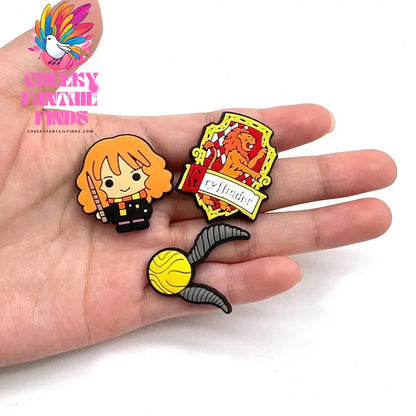Hot 17Pcs/set Harrypotter Cartoon Kid Shoes Accessories PVC Buckle Decoration Fit for shoe Harry Potter Shoe Kid Gift Cheeky Fantail Finds