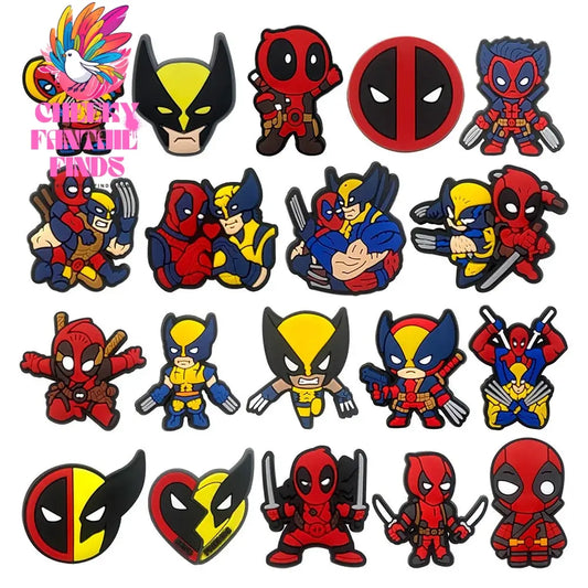 Hot 19pcs/set Deadpool & Wolverine Shoe Charms for DIY Shoe Decorations Accessories Decorations Sandal Decorate Kids Gifts Cheeky Fantail Finds