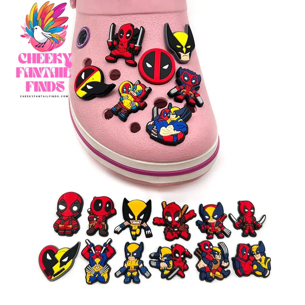 Hot 19pcs/set Deadpool & Wolverine Shoe Charms for DIY Shoe Decorations Accessories Decorations Sandal Decorate Kids Gifts Cheeky Fantail Finds