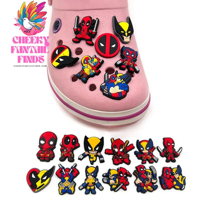 Hot 19pcs/set Deadpool & Wolverine Shoe Charms for DIY Shoe Decorations Accessories Decorations Sandal Decorate Kids Gifts Cheeky Fantail Finds