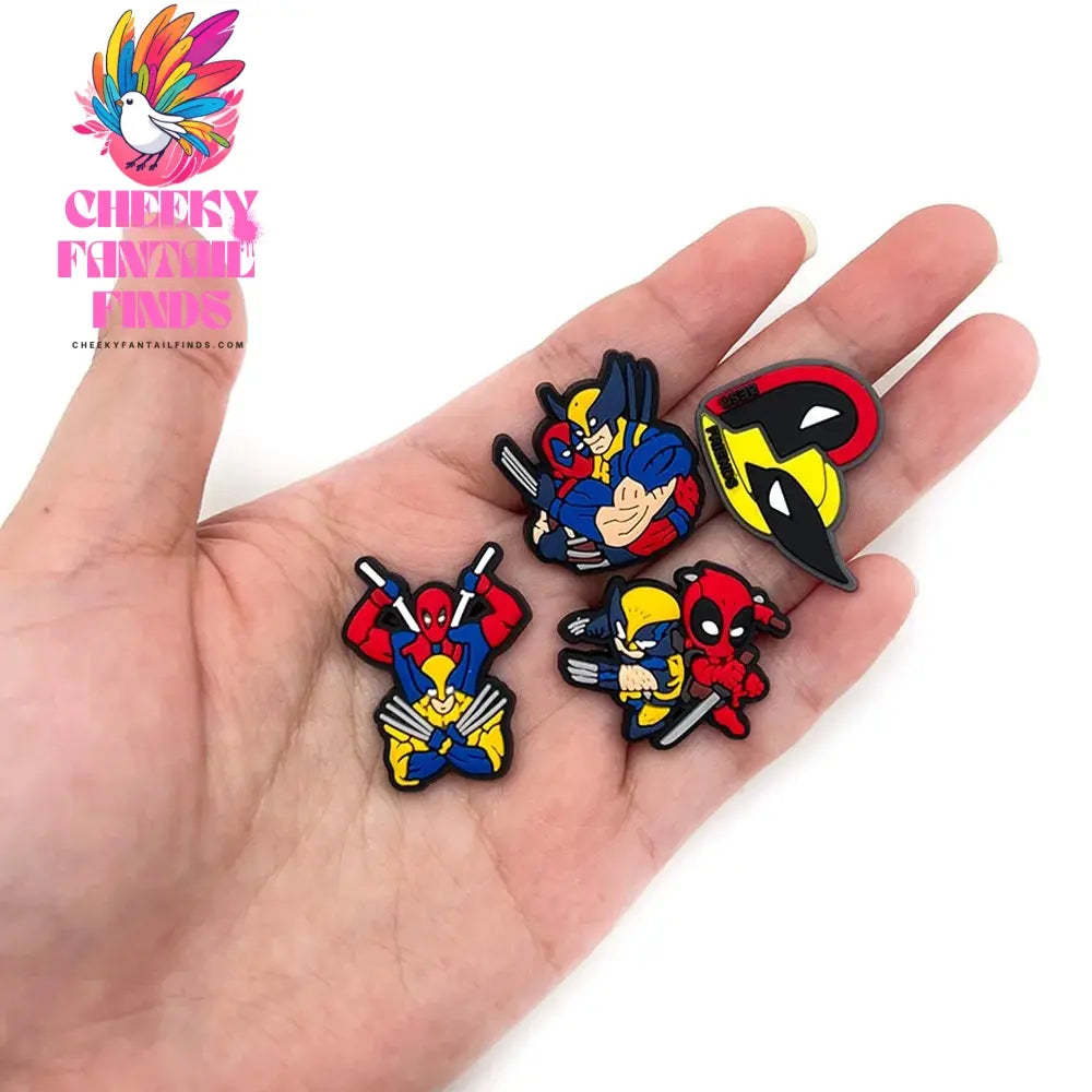 Hot 19pcs/set Deadpool & Wolverine Shoe Charms for DIY Shoe Decorations Accessories Decorations Sandal Decorate Kids Gifts Cheeky Fantail Finds