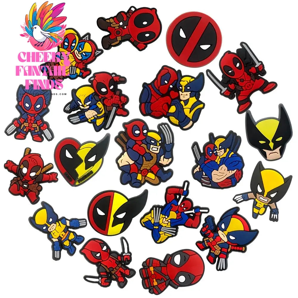 Hot 19pcs/set Deadpool & Wolverine Shoe Charms for DIY Shoe Decorations Accessories Decorations Sandal Decorate Kids Gifts Cheeky Fantail Finds