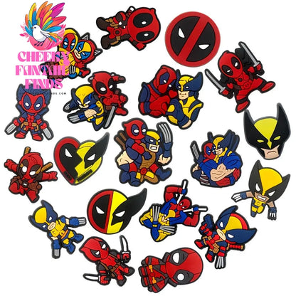 Hot 19pcs/set Deadpool & Wolverine Shoe Charms for DIY Shoe Decorations Accessories Decorations Sandal Decorate Kids Gifts Cheeky Fantail Finds