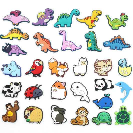 Hot 1pcs Cute Animal Dinosaur Shoe Charms Cartoon Panda Color DIY Sandals Buckle Accessories Decorate Kids Boys Girls Party Gift - Cheeky Fantail Finds