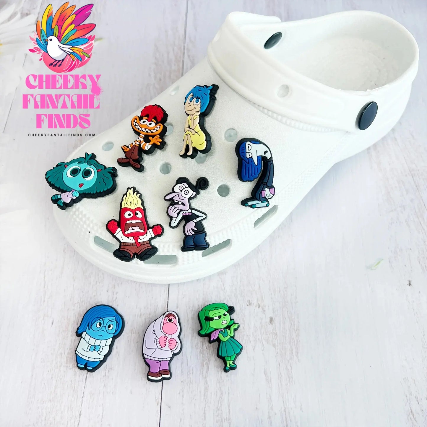 Hot 9Pcs Inside Out Charms Slippers new Decor pretty Accessories Shoes Flower Game Figure Sandals Ornament Shoe Buckle Cheeky Fantail Finds