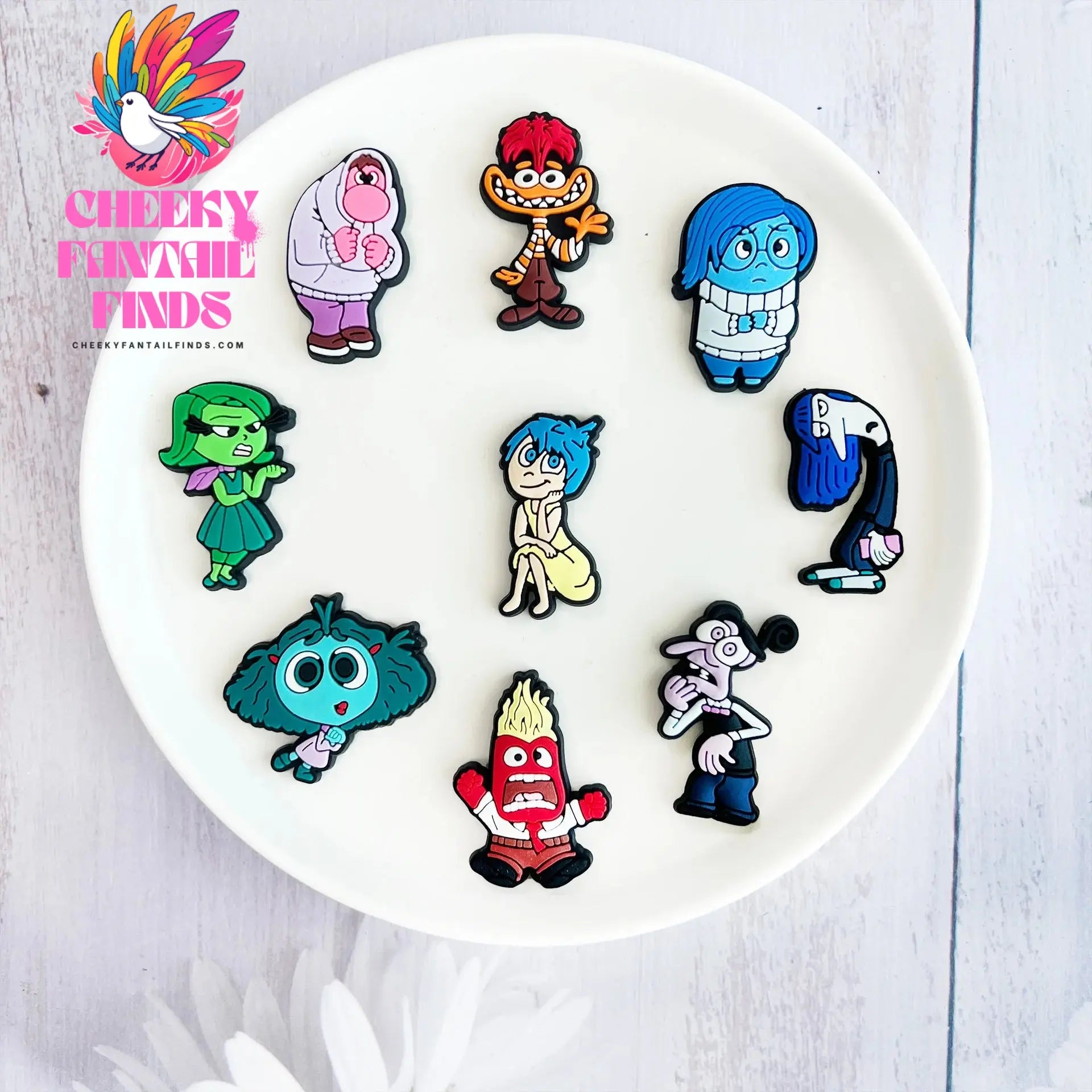 Hot 9Pcs Inside Out Charms Slippers new Decor pretty Accessories Shoes Flower Game Figure Sandals Ornament Shoe Buckle Cheeky Fantail Finds