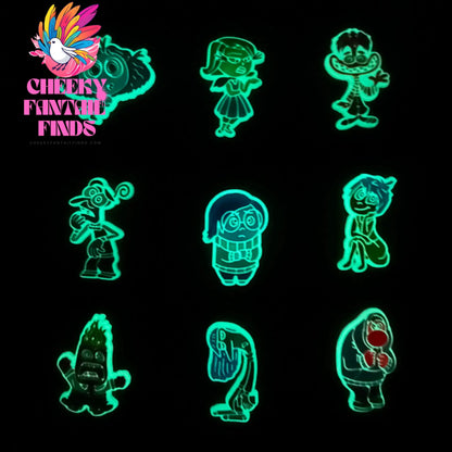 Hot 9pcs Luminous Inside Out Series Shoe Charms For Bubble Slides Sandals, Halloween And Christmas Santa Claus Charms Cheeky Fantail Finds