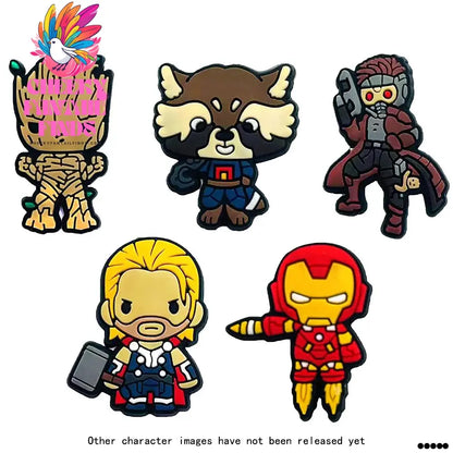Hot Disney 1PCS Funny Cartoon Marvel Characters DlY Shoe Charms PVC Cool Hero Accessories Decorate Kid Boy Girl X-mas Party Gift Cheeky Fantail Finds