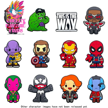 Hot Disney 1PCS Funny Cartoon Marvel Characters DlY Shoe Charms PVC Cool Hero Accessories Decorate Kid Boy Girl X-mas Party Gift Cheeky Fantail Finds