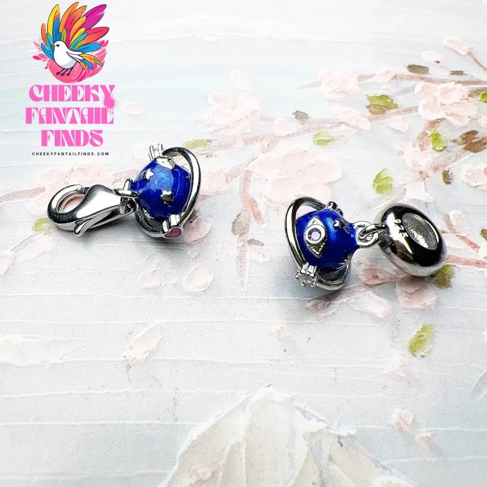 Hot Fashion Jewelry Dark Blue Saturn Planet Pendant Dangle Charm Real 925 Sterling Silver Gift For Women Men Cheeky Fantail Finds