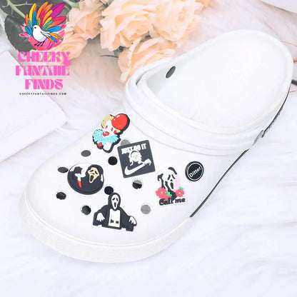 Hot Sale 1pcs Halloween Horror Movies PVC Shoe Charms accessories Decoration Buckles Accessories Fit Bands Bracelets Cheeky Fantail Finds