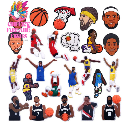 Hot Sale 1pcs Sports Basketball Allstar Shoe ball Charms PVC for James BROOKLYN Slippers Accessories Clogs Decorations Kid's Gifts Cheeky Fantail Finds