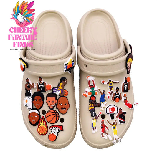 Hot Sale 1pcs Sports Basketball Allstar Shoe ball Charms PVC for James BROOKLYN Slippers Accessories Clogs Decorations Kid's Gifts Cheeky Fantail Finds
