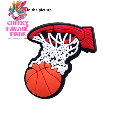 Hot Sale 1pcs Sports Basketball Allstar Shoe ball Charms PVC for James BROOKLYN Slippers Accessories Clogs Decorations Kid's Gifts Cheeky Fantail Finds