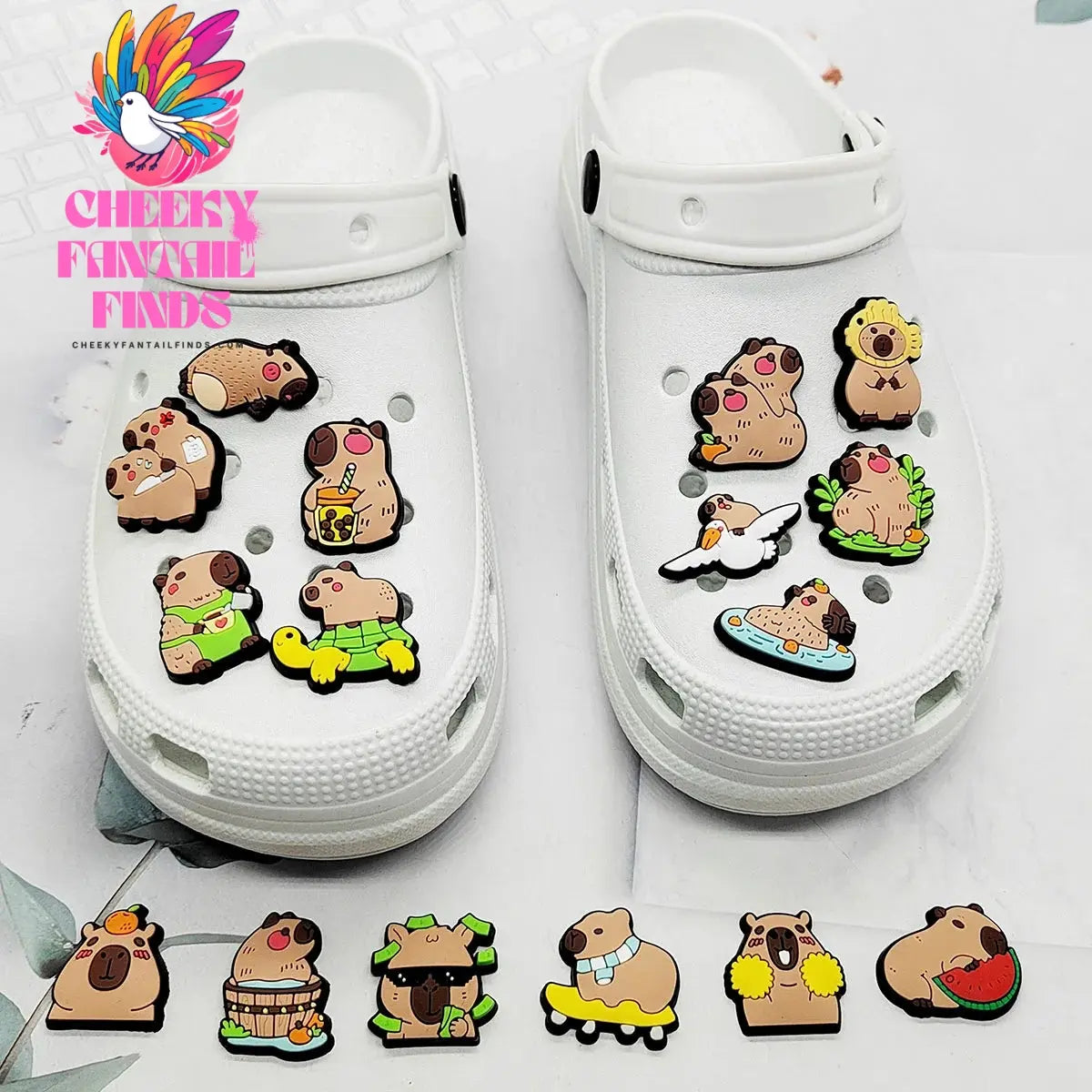Hot Sale PVC Cute Capybara Shoe Charms for Shoe Accessories Pin DIY Clogs Decorate Kids Adult Party Gifts Cheeky Fantail Finds