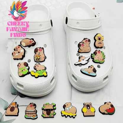 Hot Sale PVC Cute Capybara Shoe Charms for Shoe Accessories Pin DIY Clogs Decorate Kids Adult Party Gifts Cheeky Fantail Finds