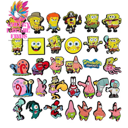 Hot Sell 4 Set Cartoon series Shoe Charms  Charms  Shoe Decoration PVC Decoration Cheeky Fantail Finds