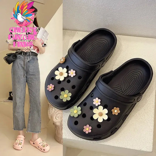 Hot sales Shoes Charms Ready To Put on White Daisy Sunflower Combination Suit Shoe Buckle Girlish Shoes Accessories Cheeky Fantail Finds