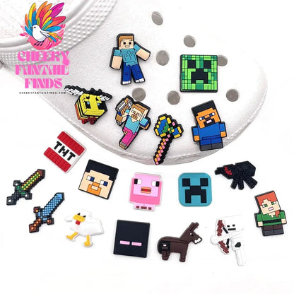 Hot set My World Shoe Charms Shoe Flower PVC pretty Cartoon DIY Funny Shoe novelty Accessories Fit Clog Buckle Unisex Gift Cheeky Fantail Finds
