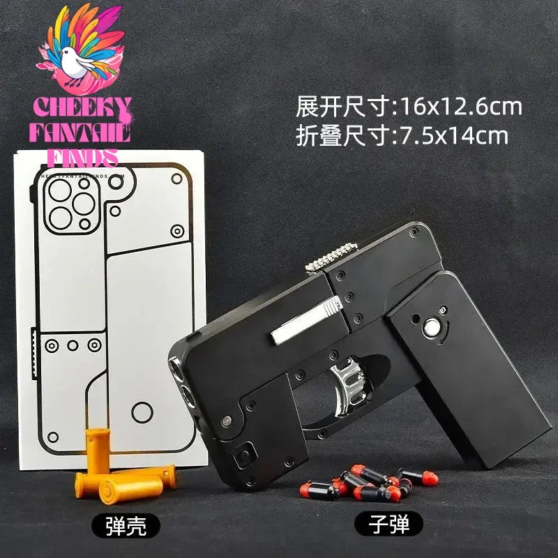 IC380 Foldable Phone Case Shape Pistol Creative Toy Bullet Gun with Bullet Adult Children Cute Case Model Phone Accessories Cheeky Fantail Finds