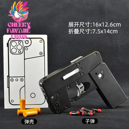 IC380 Foldable Phone Case Shape Pistol Creative Toy Bullet Gun with Bullet Adult Children Cute Case Model Phone Accessories Cheeky Fantail Finds